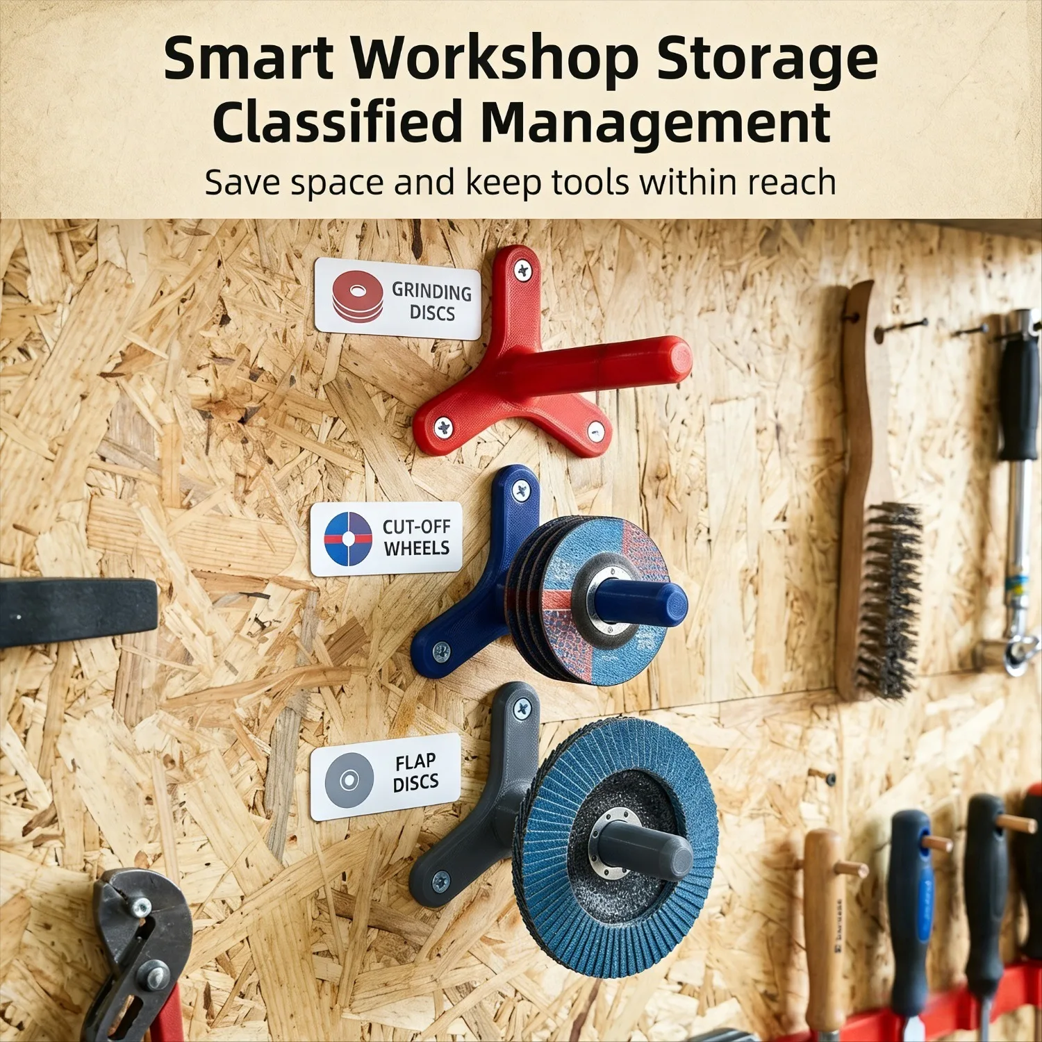 1 Stück Wandhalterung für 125mm Winkelschleifer, Langlebiger Kunststoff-Werkzeughalter, Einfache Montage für Garage und Werkstatt – Detail 5