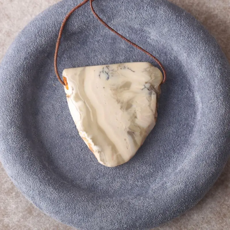 

Natural Polished Yellow Opal Irregular Pendant Creamy White Gemstone with Swirling Banded Patterns for Rustic Artisanal Jewelry