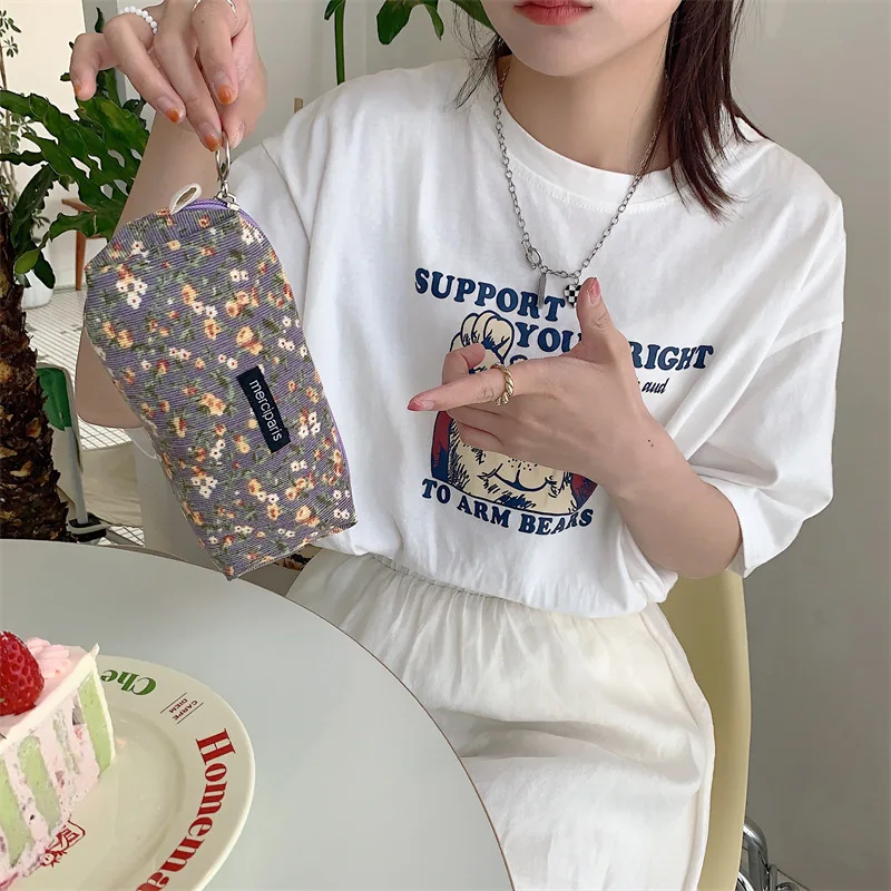 Cord Floral Reise Kosmetische Lippenstift Geldbörse Lagerung Tasche Kawaii Frauen Make-Up Handtaschen Veranstalter Brieftasche Beutel Bleistift Fall Taschen – Detail 13