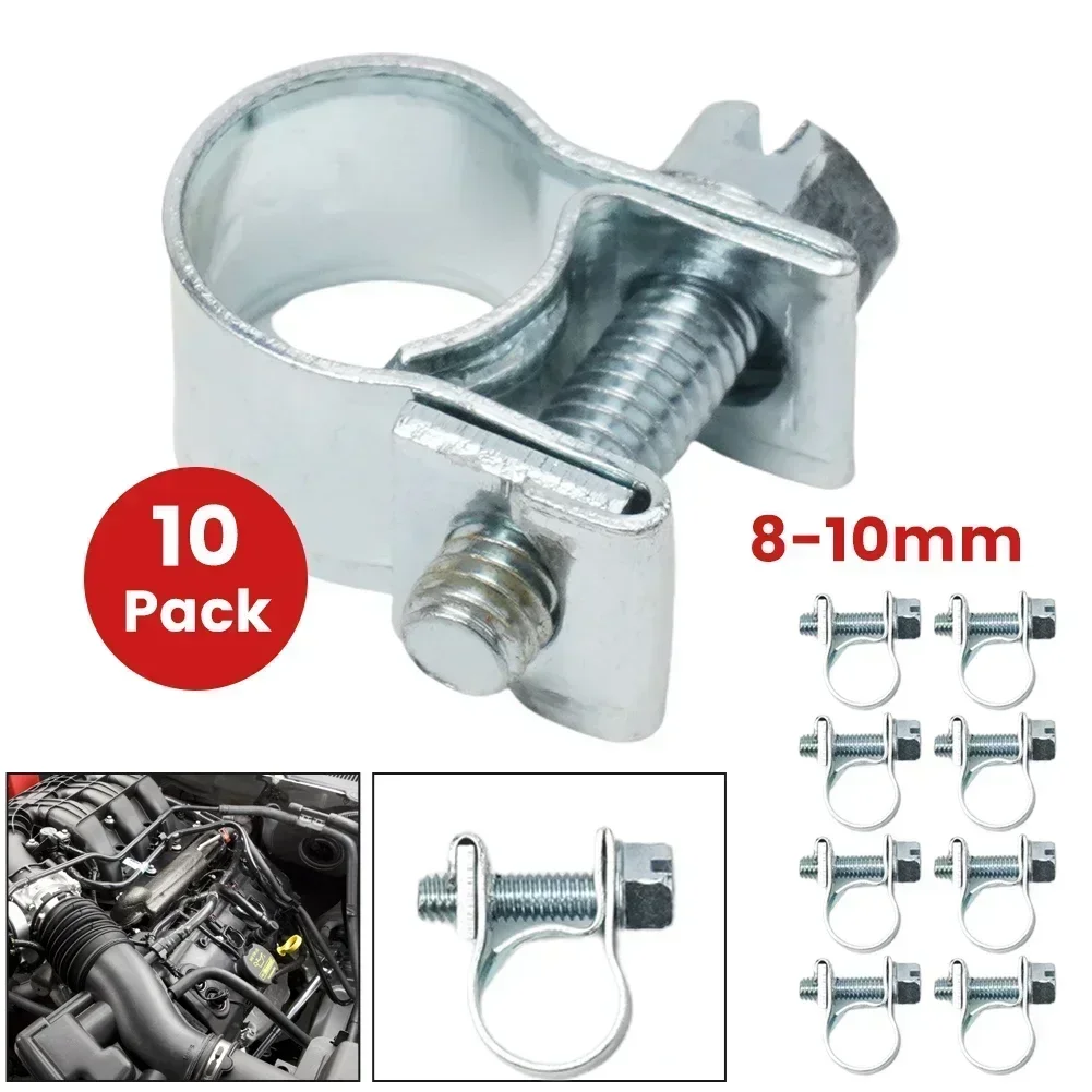 10pcs Hose Clamps Mini Fuel Line Jubilee Hose Clips Diesel Petrol Gasoline Pipe Coolant Radiator Clamp Durable Anti-oxidation