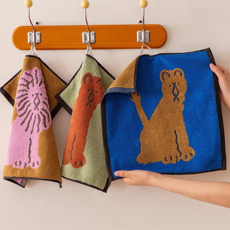 INS-Style Cartoon Handkerchief – 100% Cotton Jacquard-Woven Thickened  Square Towel Soft Highly Absorbent for Hand Face Drying