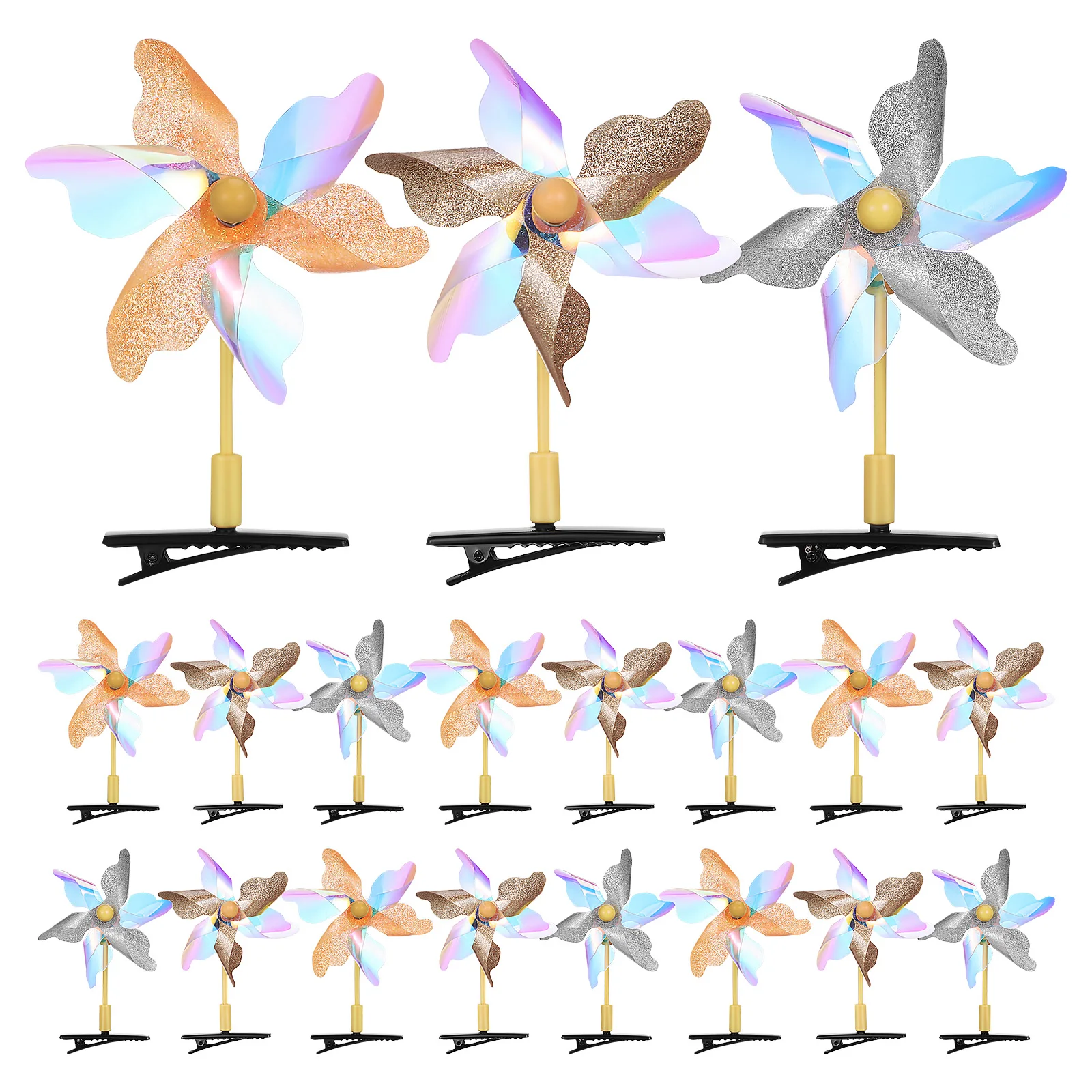 

20 Pcs Windmill Hair Clips Sequin Ornaments Lightweight Girls Women Hair Accessories Party Barrettes Pinwheel Daily Wear