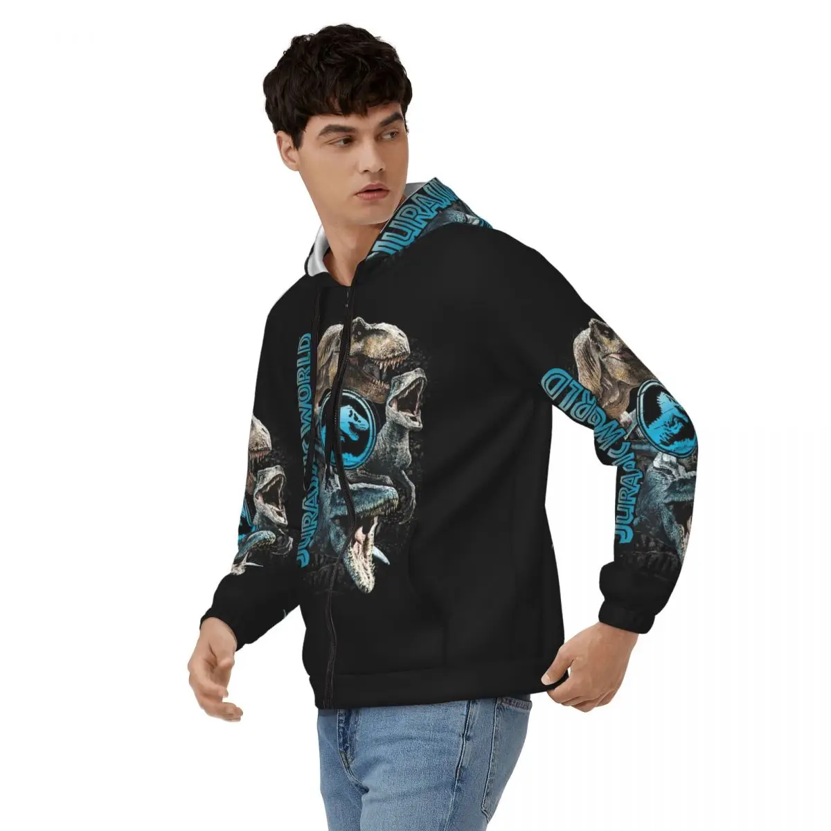 Jurassic World Dinosaur Movie Zipper Hoodies Harajuku Pullover Autumn Winter Men Women Sweatshirt Long Sleeve Tops