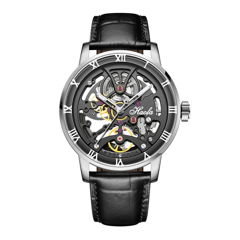 Haofa Skeleton Automatic Men Mechanical Wristwatches Luxury Rotating Dress Watch Sapphire Ceramic Scale relogio masculino 1933