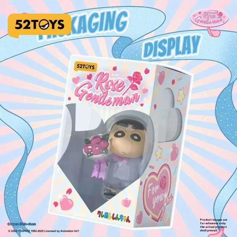 52TOYS تلوين شين تشان صندوق أعمى طبعة محدودة موضوع الورد اليدوية سطح المكتب زخرفة العصرية تحصيل لعيد الحب