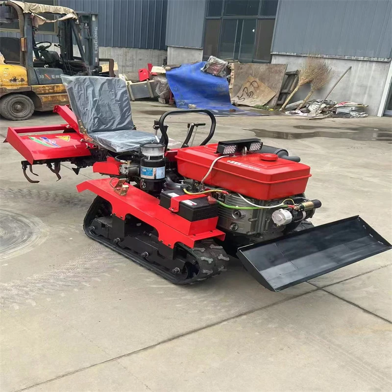 Small Crawler Micro Ploughing Machine Agricultural Shed Tiller Factory Direct Supply