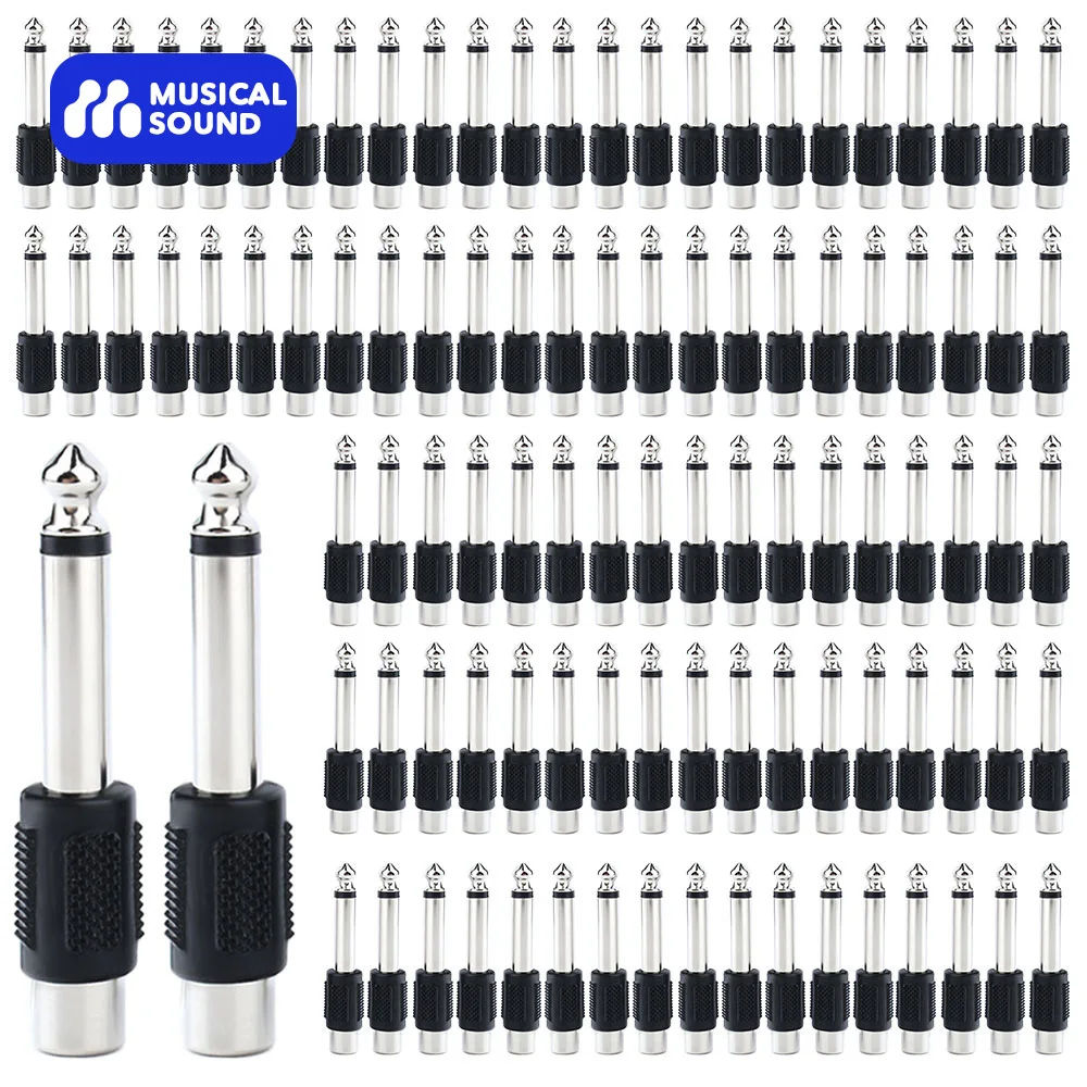 Musical Sound 2/12/100/200 Pieces 6.35mm 1/4inch Male Mono Plug to RCA Female Audio Adapter Connector Guitar Adapter Convertor