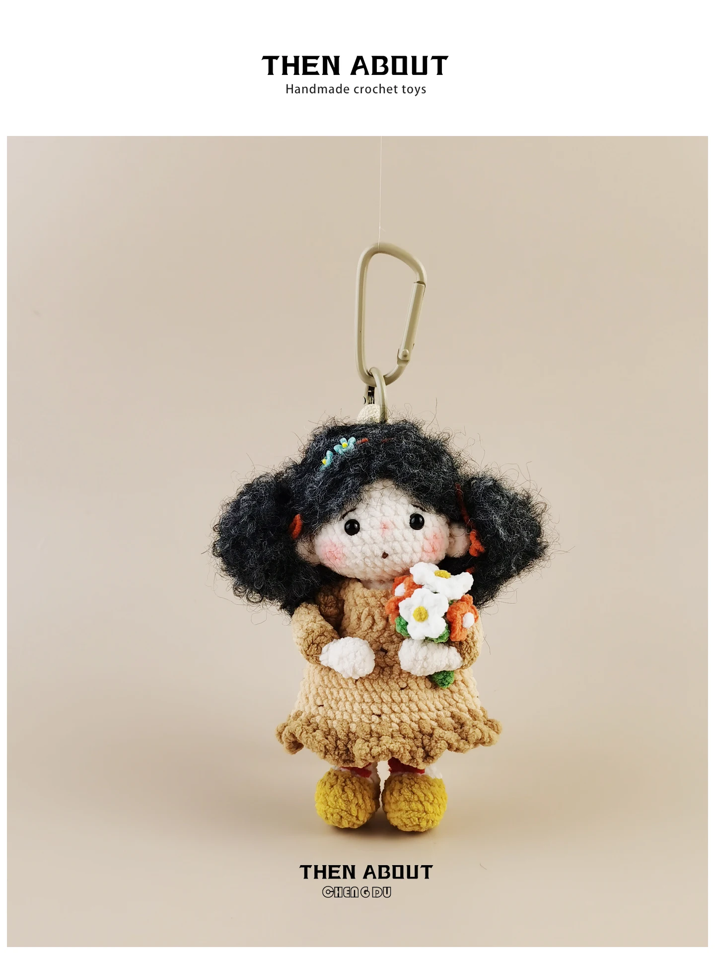 Cute Little Girl Handheld Flower Bag Charm Keychain Accessory Elegant Gift Bag Pendant Fashionable Bag Decorations
