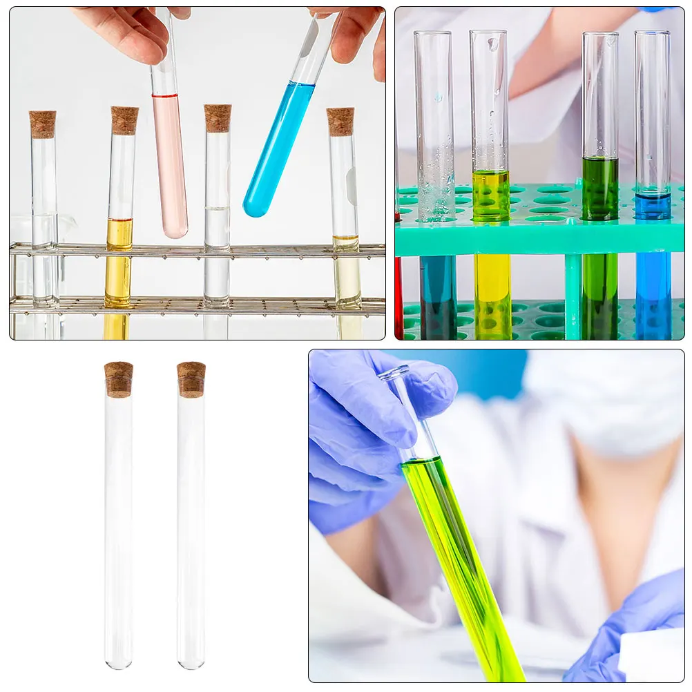 

10pcs Glass Test Tube Cork Stoppers Lab Experiment Storage Tube High Temperature Resistant Leak Proof Scientific Test Tubes For