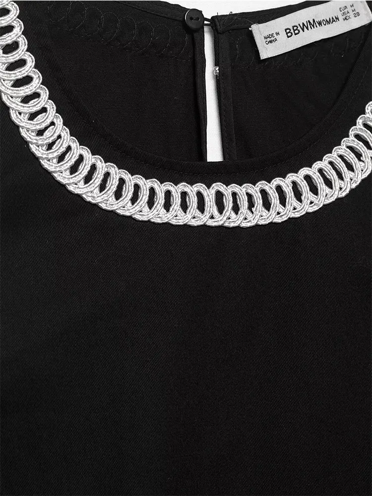 2025 Summer Woman Dress Embroidery Decoration Straight Dresses Women O-neck Sleeveless Short Dress Daily Streetwear