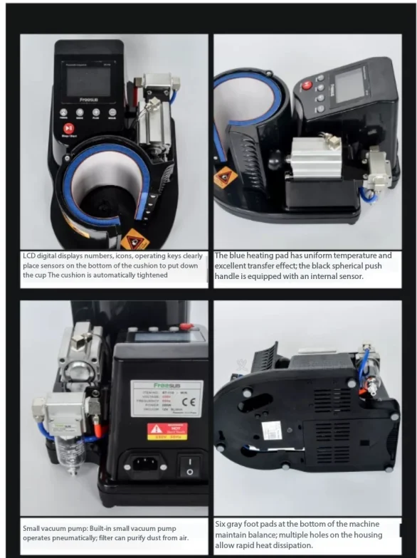 ST110 Pneumatic Mug Heat Press Machine Sublimation Printer Digital Thermal Mug Printing Machine Heat Transfer Press Printi Cup