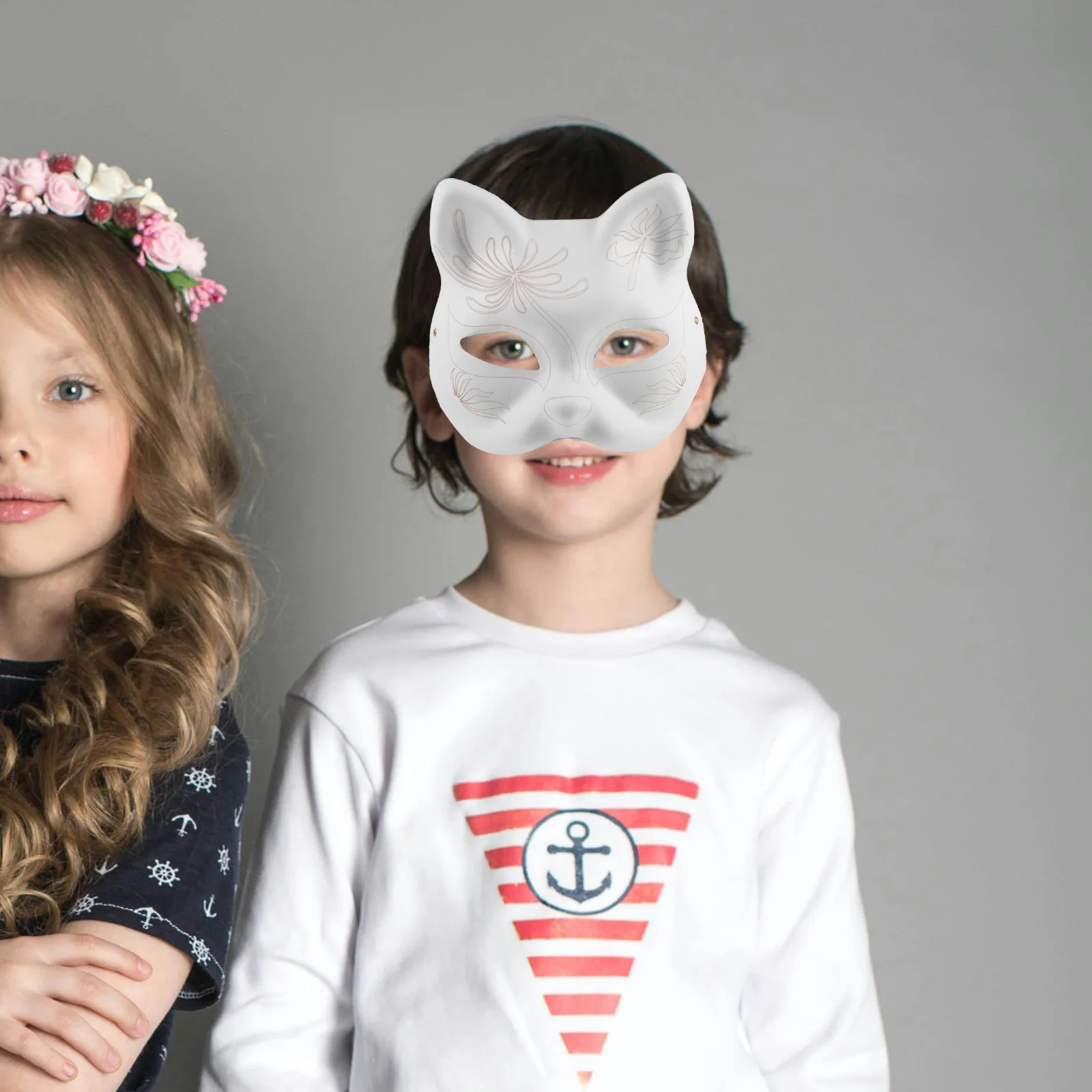 Máscara de gato de papel diy em branco sem pintura máscara facial de gato para halloween cosplay festa masquerade máscaras de papel pintáveis em branco máscaras diy