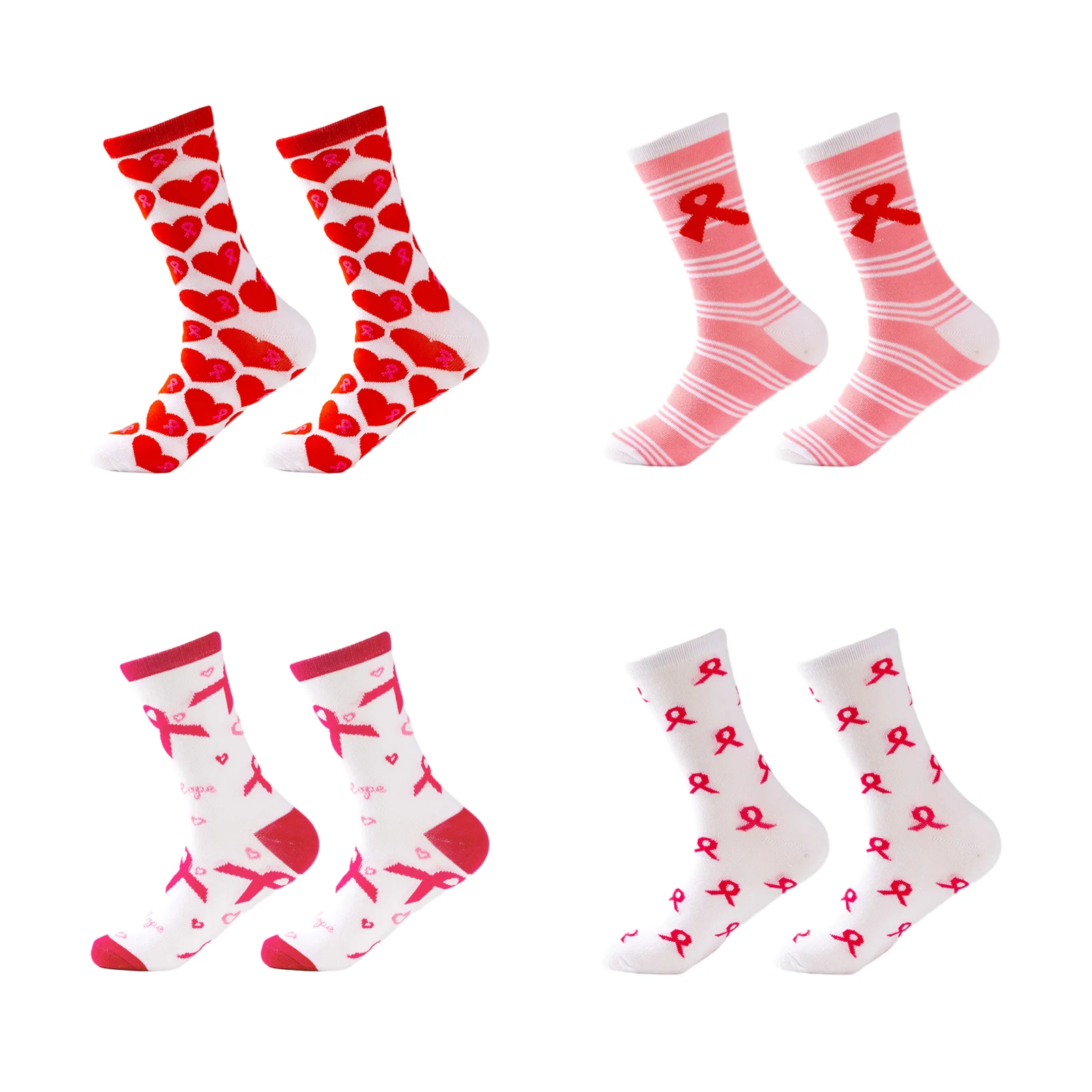 Breast Love Day Women’s Festive Atmosphere Socks Set (1 pair each of styles 3/6/8/9)