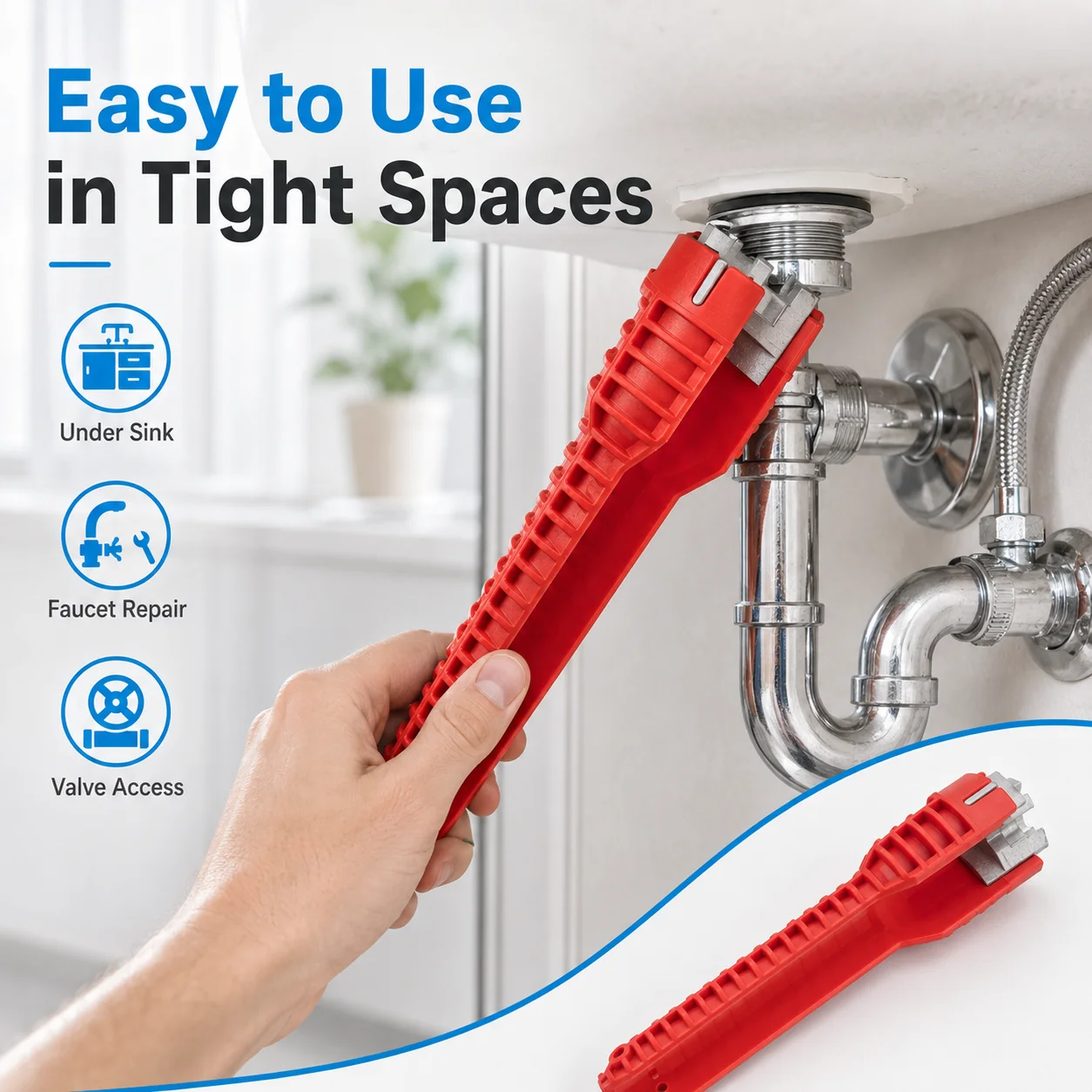 1 Set 5 In 1/8 In 1/14 In 1 Basin Wrench Multifunction Faucet Tool Sink Installation Wrench Plumbing Repair Hand Tool For Home