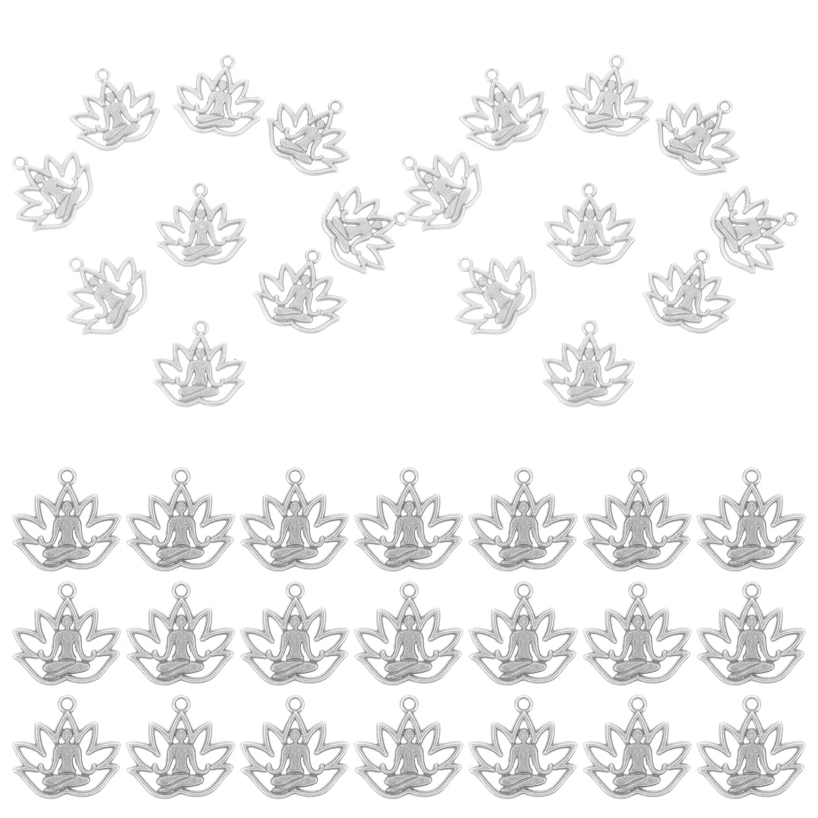 

100pcs Decorative Buddha Lotus Pendant Alloy Charm Keychain Hanging Ornament Desktop Home Decor Compact Durable Lightweight