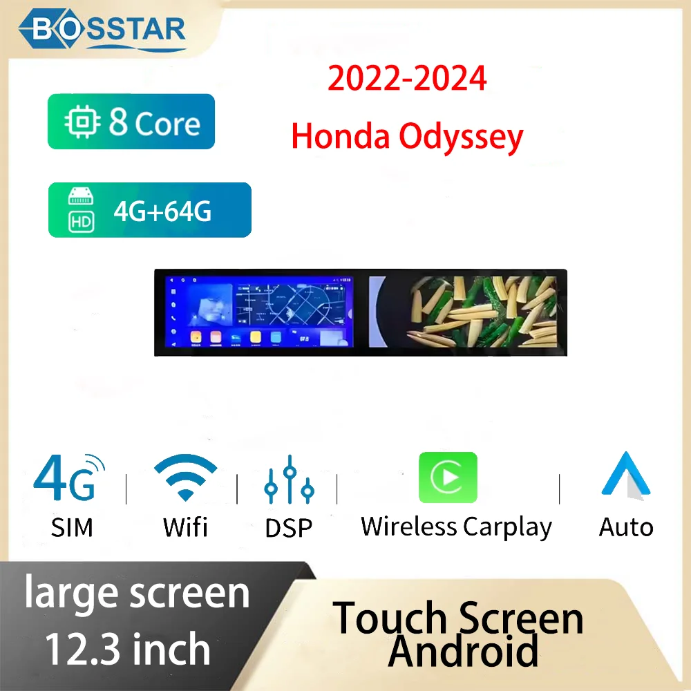 

Двойной экран Android 13 для Honda Odyssey 2022 2023 2024, автомобильный радиоприемник, мультимедийный плеер, Carplay, GPS, второй пилот, развлекательный головное устройство