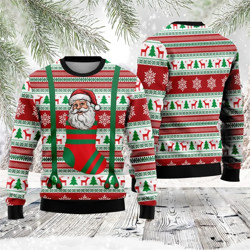 Hilarious Santa Claus Graphic Sweatshirts For Women Clothes Casual Male Streetwear Funny Gift Kids Ugly Christmas Sweater Tops