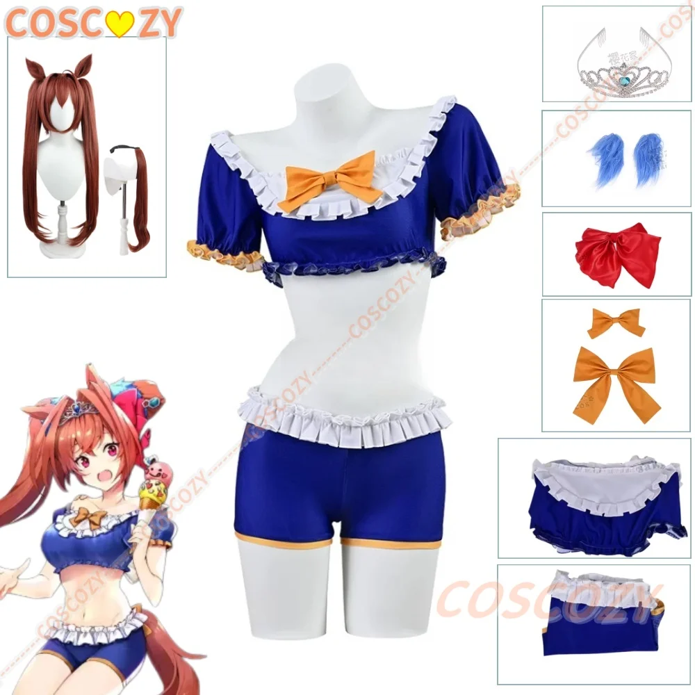 

Костюм для косплея Anime Daiwa Scarlet Umamusume Pretty Derby, купальник для взрослых женщин, парик, хвост, униформа, идеально подходит для косплея на Хэллоуин