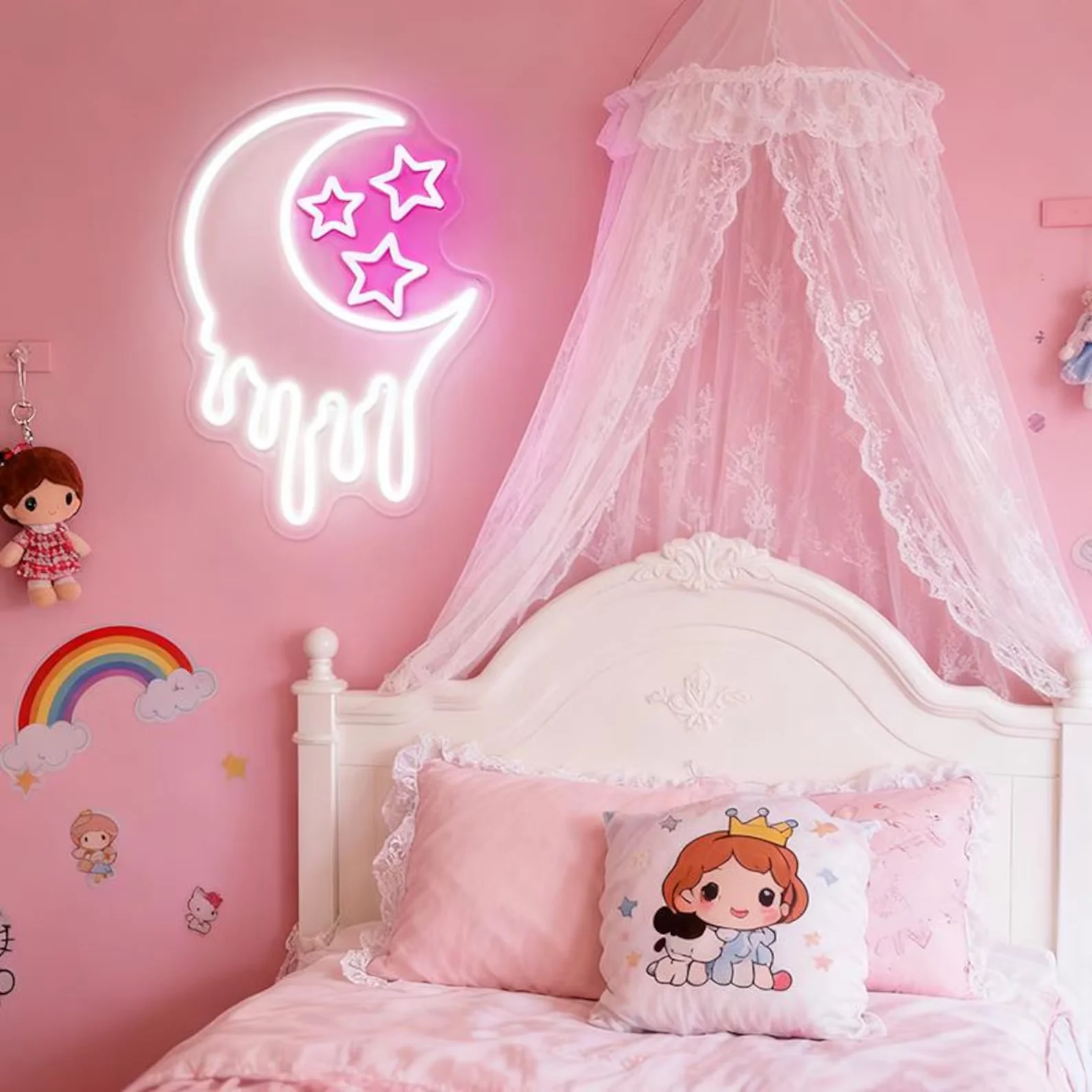 

Melting Moon Neon Sign,Stars Neon Sign,Stars And Moon Neon Sign,Dripping Moon Wall Decor,Kids Room Neon Light,Business Neon Sign