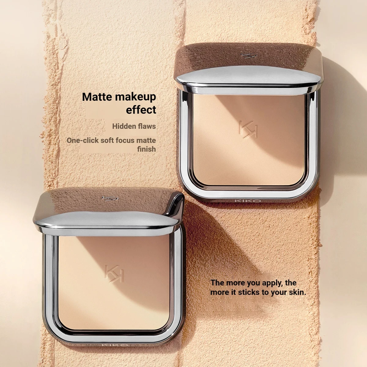 KIKO MILANO MATTE FUSION PRESSED POWDER,Lightweight Blurring Feel,Matte Satin Finish,Smooth Adherent Powder,Non-Cakey Coverage