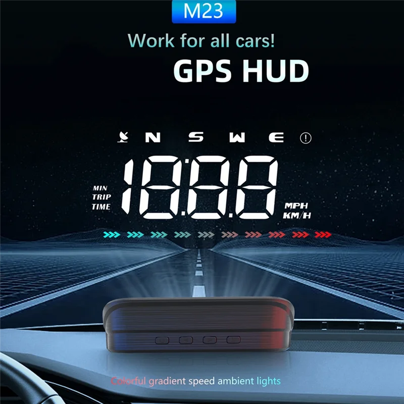 

-A99Z Car Heads Up Display, GPS Speedometer, Universal Car HUD With Speed MPH, Compass Direction, Overspeed Alarm HD Display