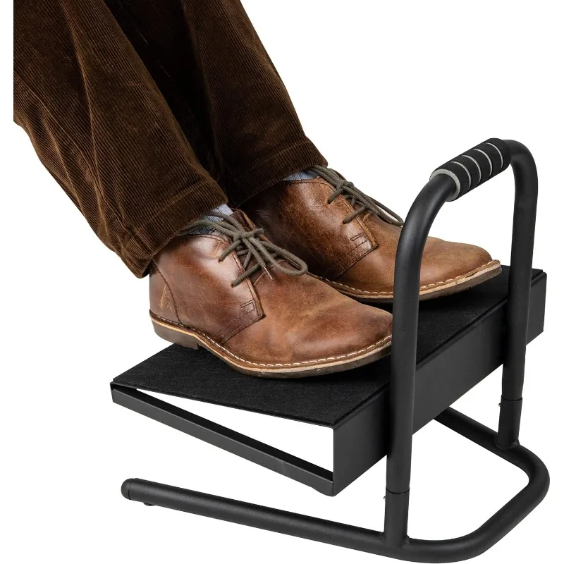 

Mind Reader Foot Rest, Foot Stool, Under Desk at Work, Ergonomic, Adjustable, Office, Metal, 15"L x 14.25"W x 14.5"H, Black