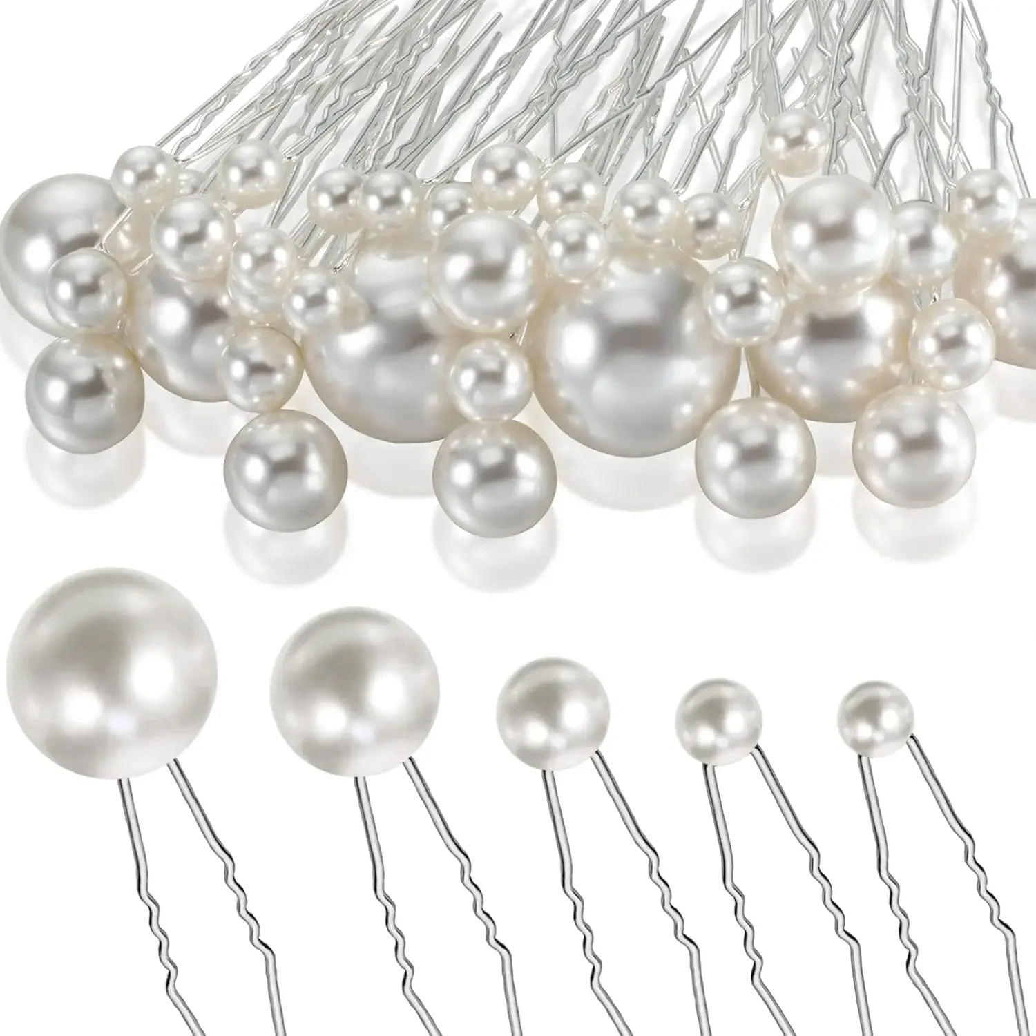 

40 Packs Pearl Hair Pins Bridal Wedding Pearl Hair Accessories White Pearl Bobby Clips for Brides and Bridesmaids Hair Style