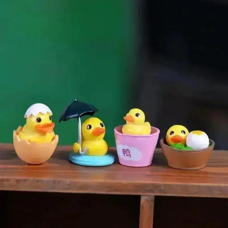 4PCS New Random Style Cute Duck DIY Creative Desktop Decoration Micro Landscape Accessories Bucket Duck Decoration Crafts Gifts