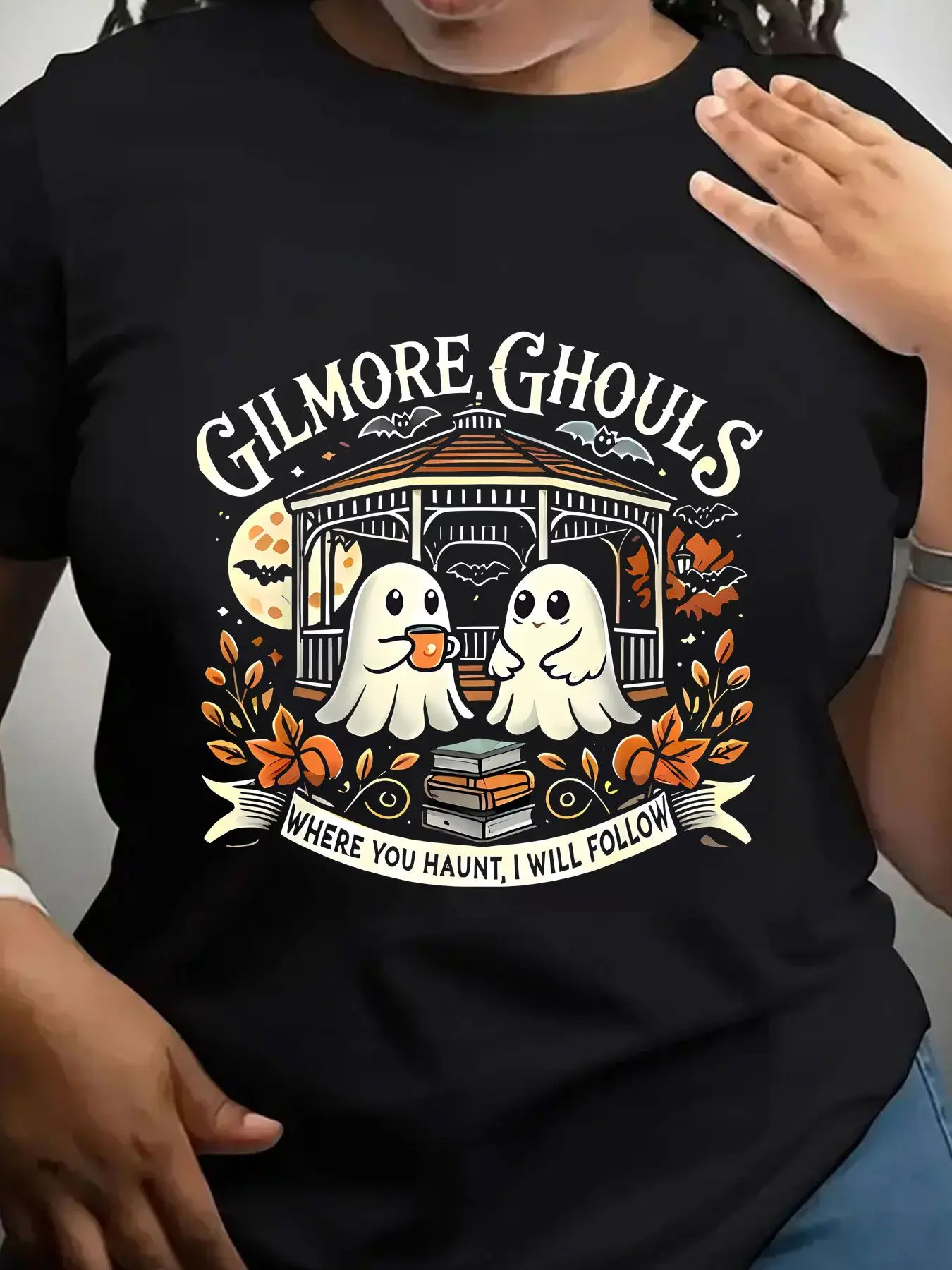 Women's Trendy Crew Neck T-Shirt Gilmore Ghouls Where You Haunt Suitable for Casual Sportswear