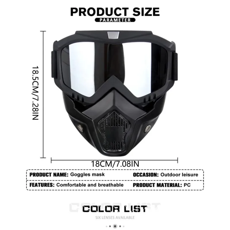 Wind Sand Resistant Outdoor Full Face Mask, Anti-Glare Ski Goggles, Dirt Bike ATV Face Cover, MTB Road Cycling Sun Visor