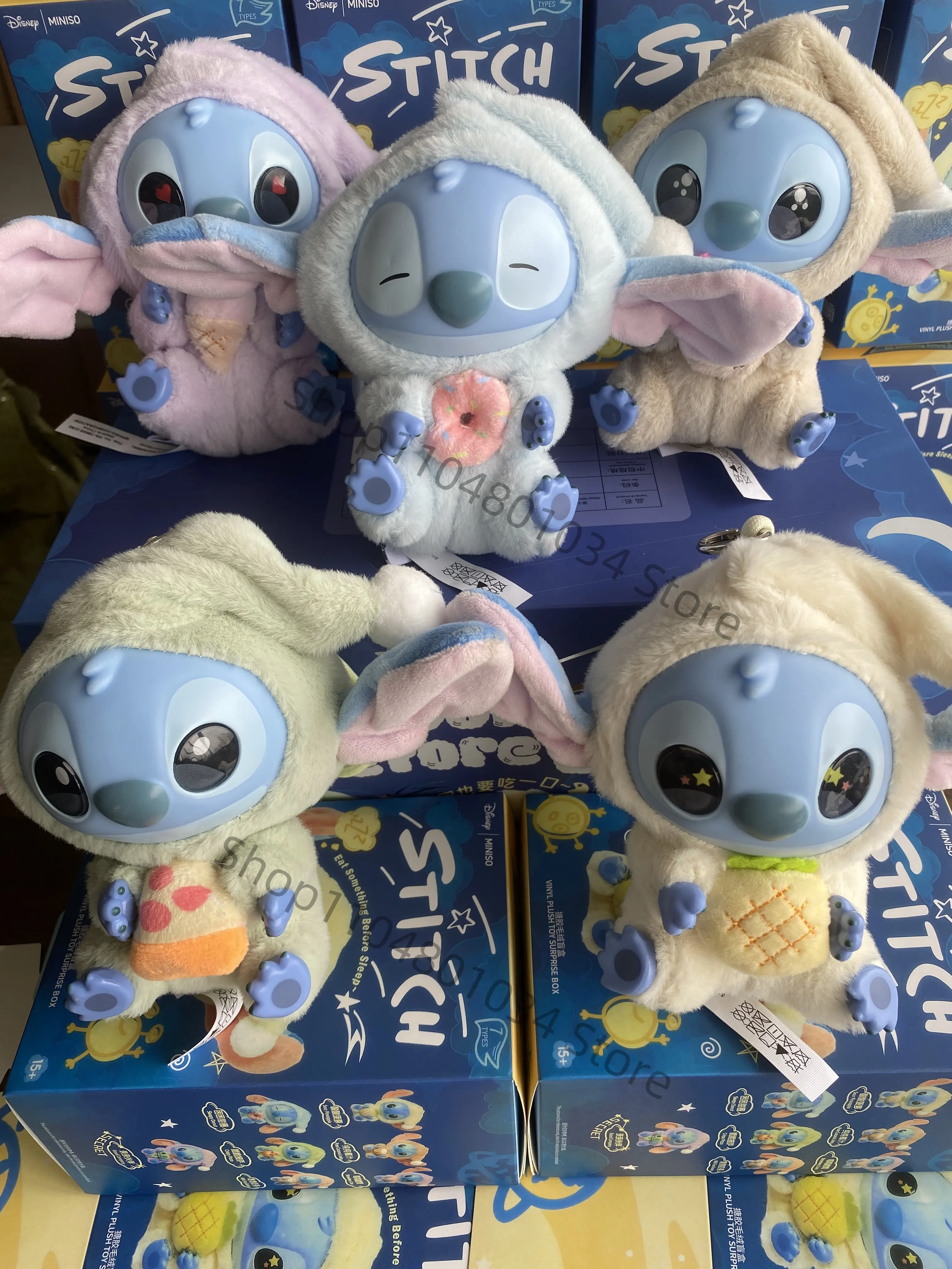 15CM New Stitch Eat Something Before Sleep Series Blind Box Plush Dolls Pendant Cute Doll Ornament Mystery Box Surprise Toy Gift