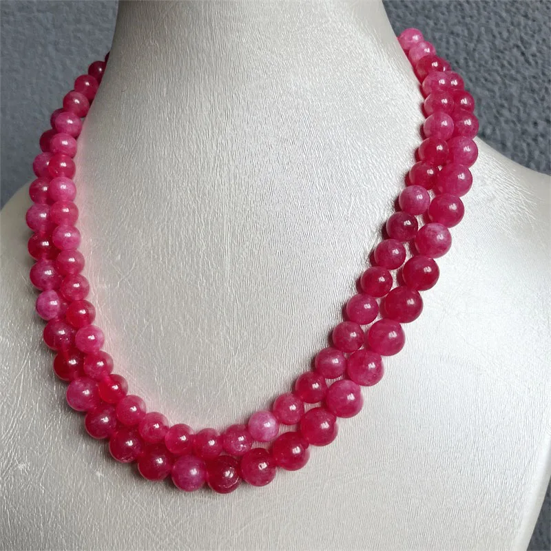 

8MM 10MM Red Rubies Natural Stone Necklace Vintage Festival Grilfriend Boyfriend Men Woman Jewelry Surfer Erkek