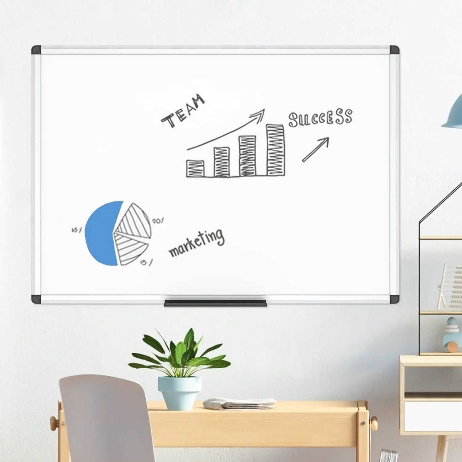 Large Dry Erase Whiteboard 48x36 Inches, Non-Magnetic Wall Mounted Board for School, Office, Home Use