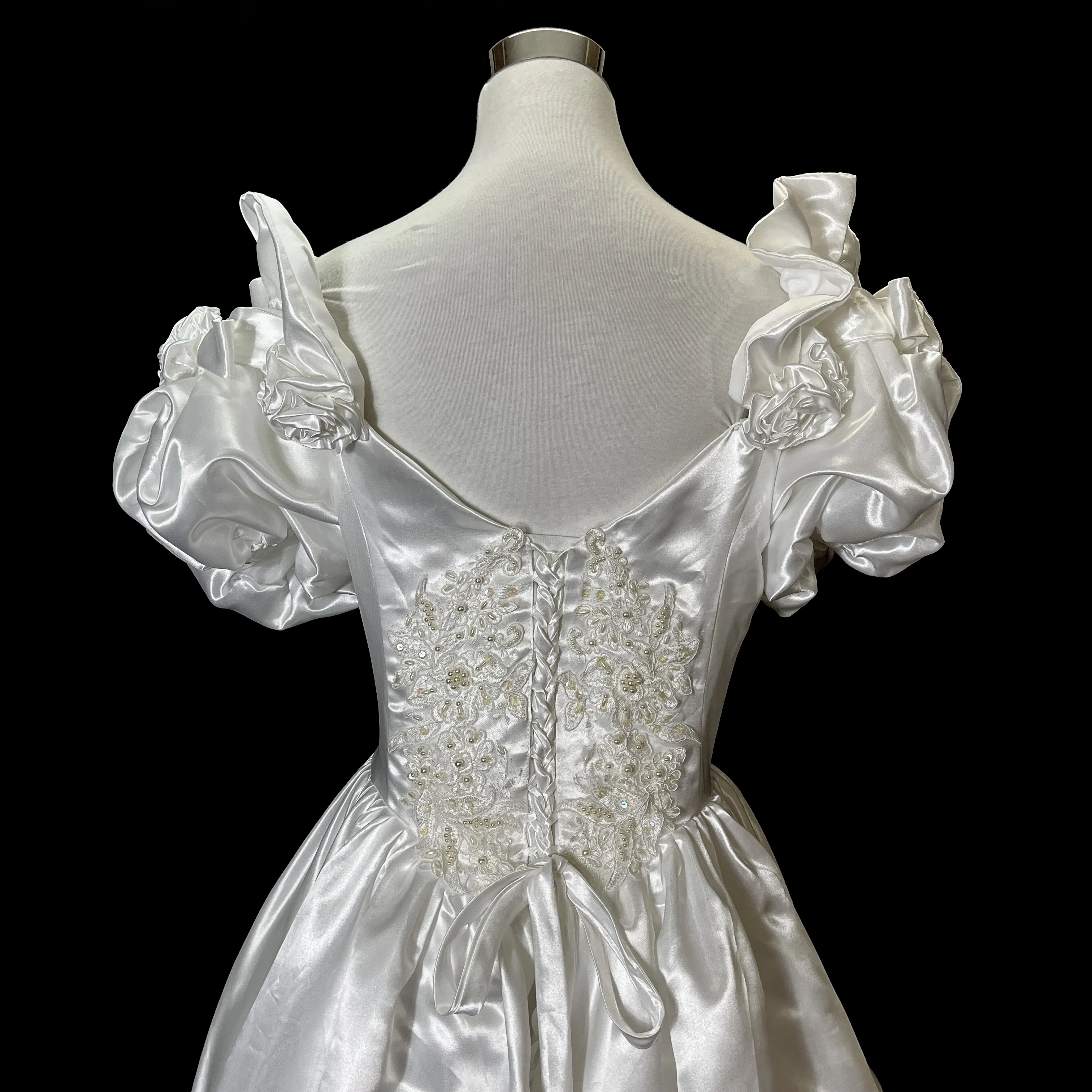 AnXin SH-Robe de mariée en dentelle vintage, princesse, fleur blanche, tache, col bateau, rose, manches bouffantes, perles, cristal, antique, LZ