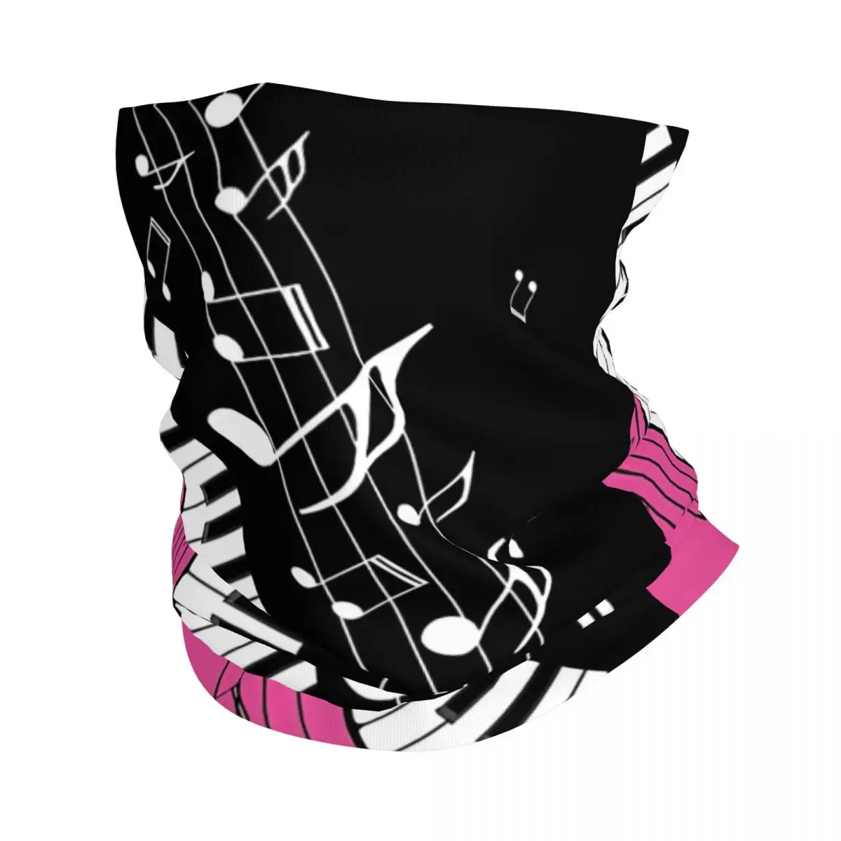 Piano Keyboard With Abstract Keys Wave With Musical Notes Journal Scarf Neckerchief Neck Face Mask Polyester