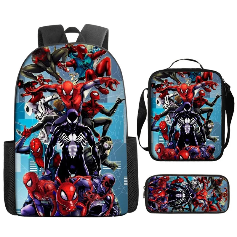 Marvel Comics Spider-Man Backpack Student Manga Cool Schoolbag Large Capacity Cartoon Fashion Light Backpack School Lunch Bag