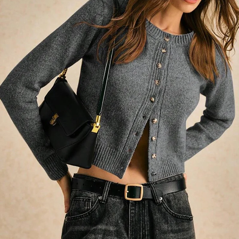 Cardigan en tricot pour femmes, nouveau Style de mode, haute qualité, polyvalent, Style court, doux et gluant, automne et hiver