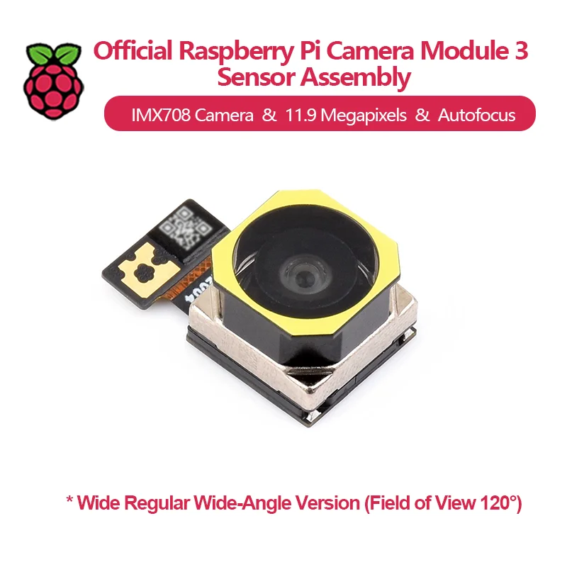 وحدة الكاميرا الرسمية Raspberry Pi 3 مجموعة أجهزة استشعار، كاميرا IMX708، 11.9 ميجابكسل، ضبط تلقائي للصورة