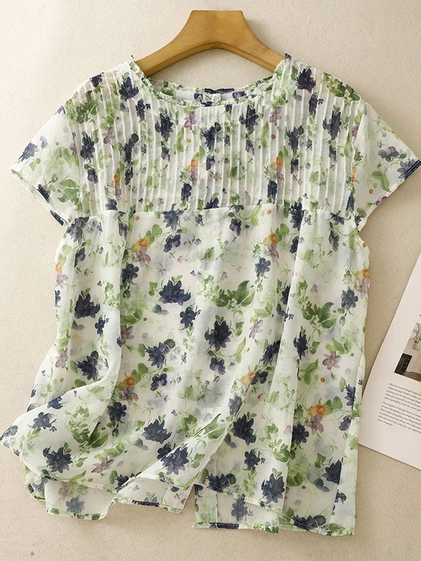 

Повседневный круглый Ne ort Sve irt, женский летний топ большого размера с пуговицами и цветочным принтом в стиле пэчворк, свободный крой, летний топ в этническом стиле