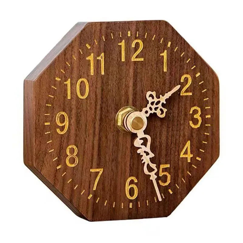 Modern Minimalist Living Room Clock European Solid Wood Desk Clocks Silent Bedroom Desk Clock Creative Sitting Clocks Ornament