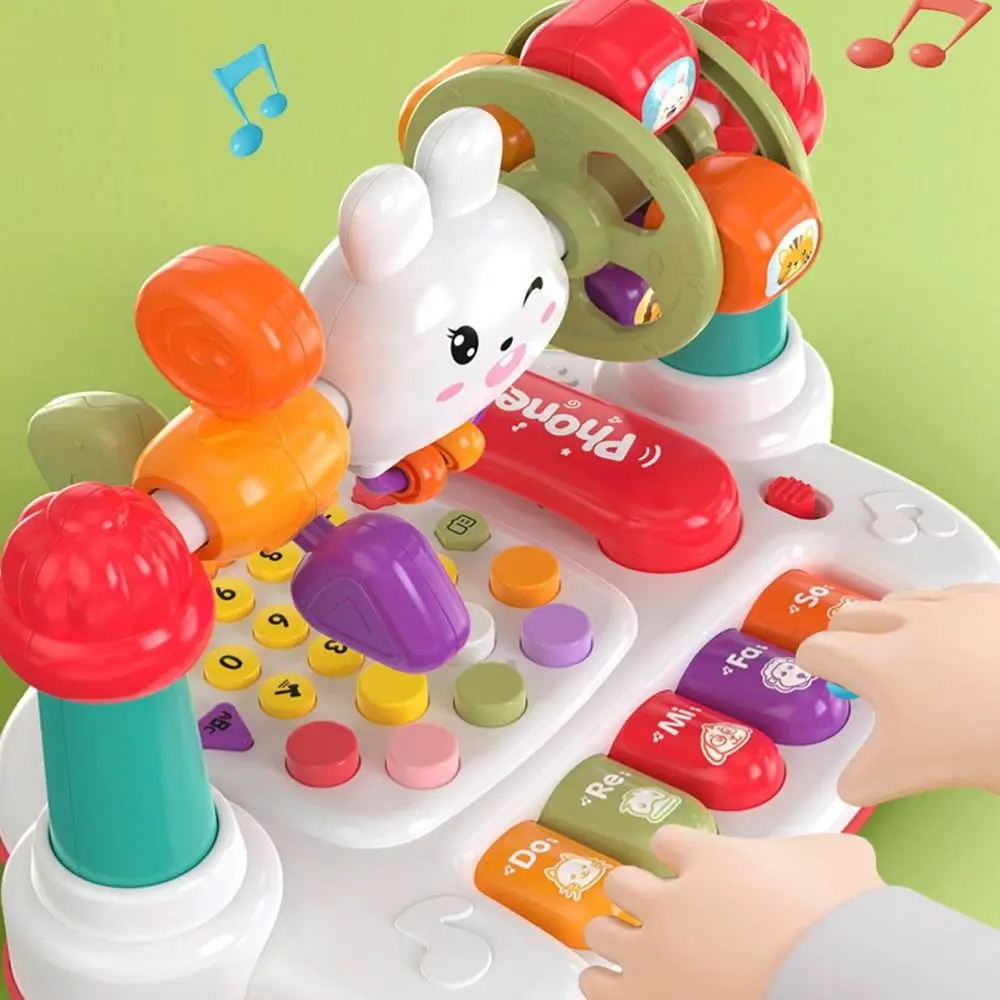 New 16 In 1 Rotating Music Piano Keyboard Rabbit Plastic Piano Early Educational multifunctional story machine Toddlers
