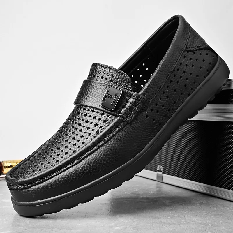 

Мужские повседневные кожаные туфли из дышащей натуральной кожи и модный верхний слой из воловьей кожи для мужчин.
