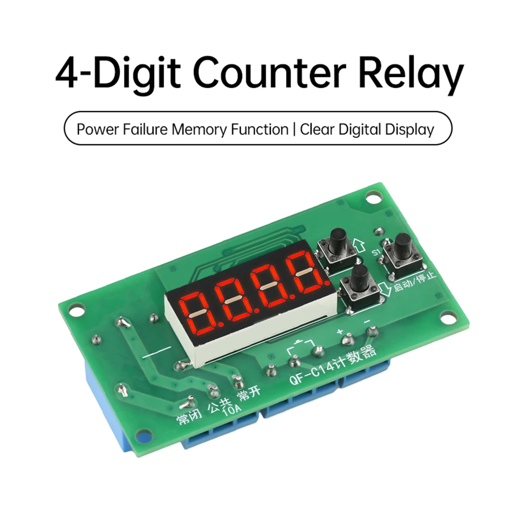 DC12V/24V 4-Digit Display Counter Machining Count Controller Module with Relay Output