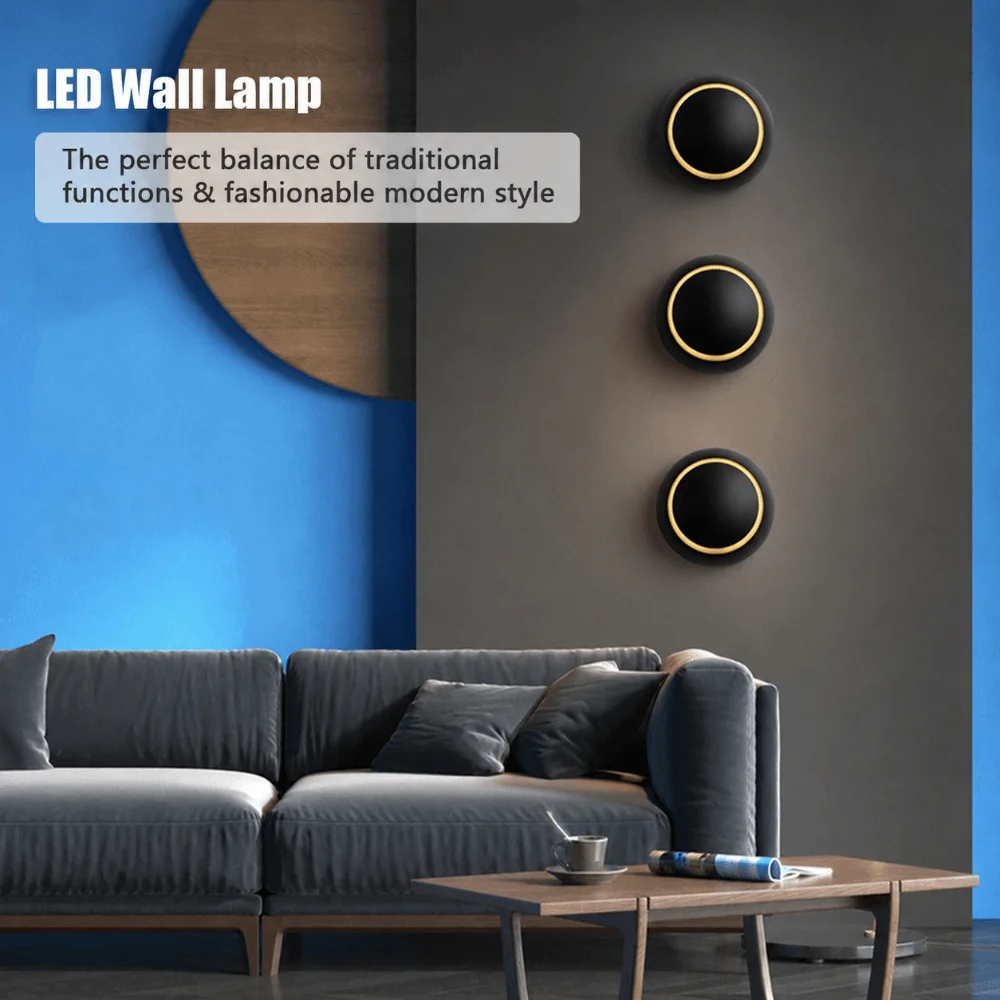 Creative Crescent LED Wall Lamp 360 Degree Rotatable Round Wall Light Direction Adjustable 3000K Warm White Night Light Hallway