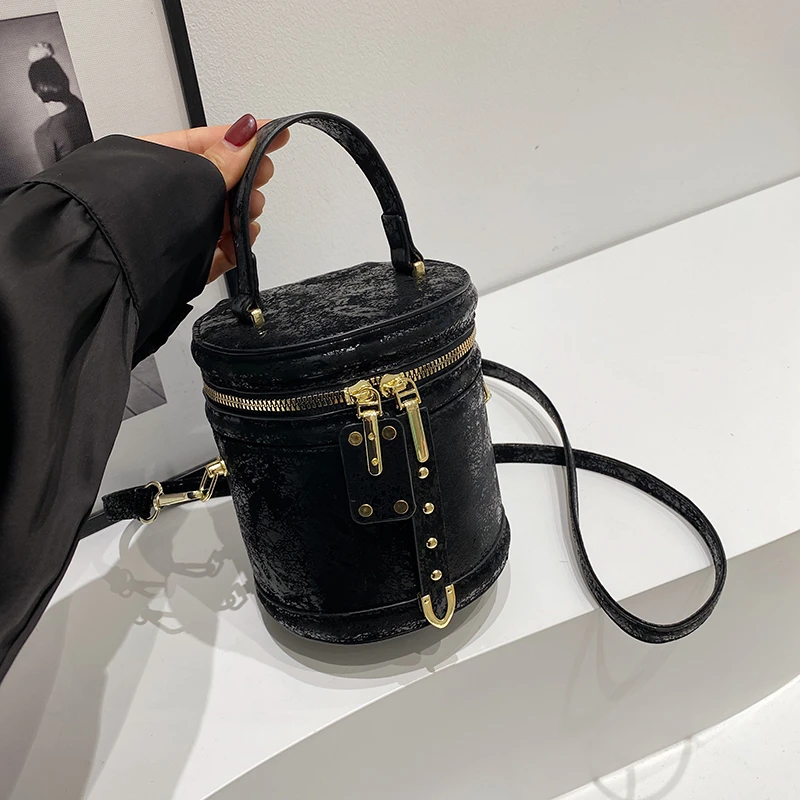 Luxury Ladies Handbag High-grade Leather Bucket Bag Satchel Summer Cute Cylinder Bag Purse Fashion Brand Shoulder Crossbody Bags