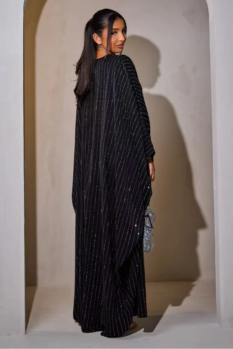 Eid Djellaba Glitter Dubai Abaya Abito per le donne musulmane Arabia Jalabiya Modesto Musulmane Femme Vestiti Turchia Abaya Robe Abito