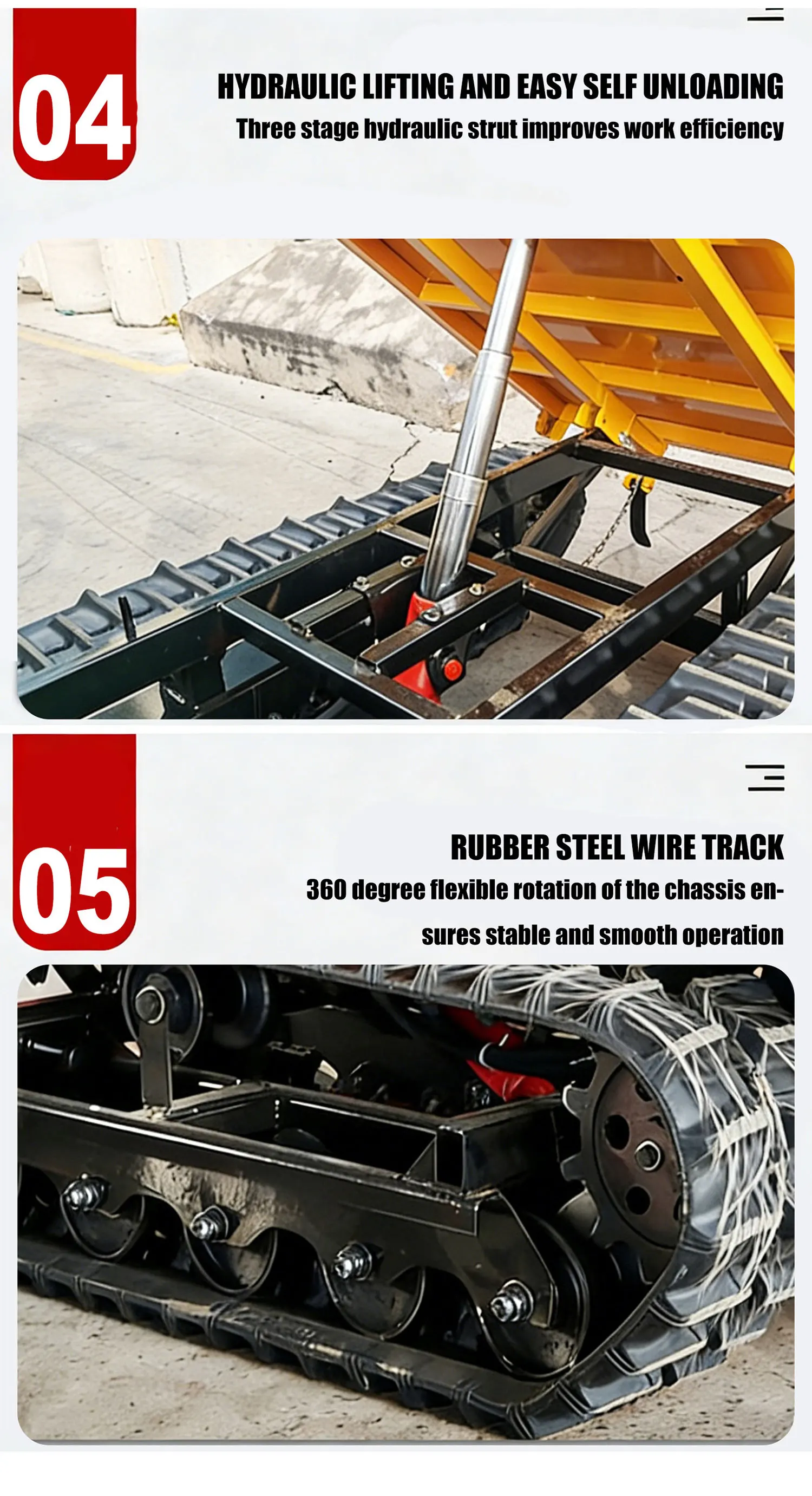 Allrad-Raupendumper mit EPA-Zulassung, Mini-Muldenkipper mit Hoher Leistung für Berge, Feuchtgebiete und Schlammige Straßen – Detail 8