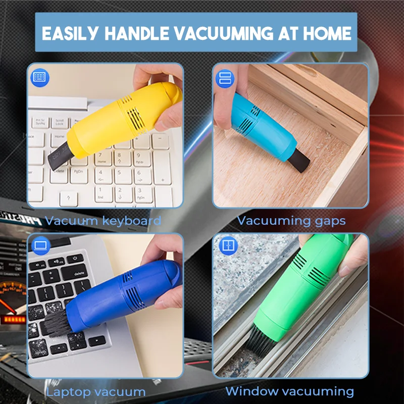 Mini USB Vacuum Cleaner Keyboard Computer Vacuum Cleaner with USB Cord, Brush and Nozzle Head for Car, Home and Office