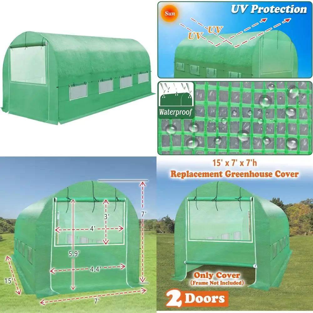 

Сменная крышка для теплицы, прочная верхняя часть теплицы, 15 x 7 x 7 футов, подходит для теплиц с рамой для ходьбы