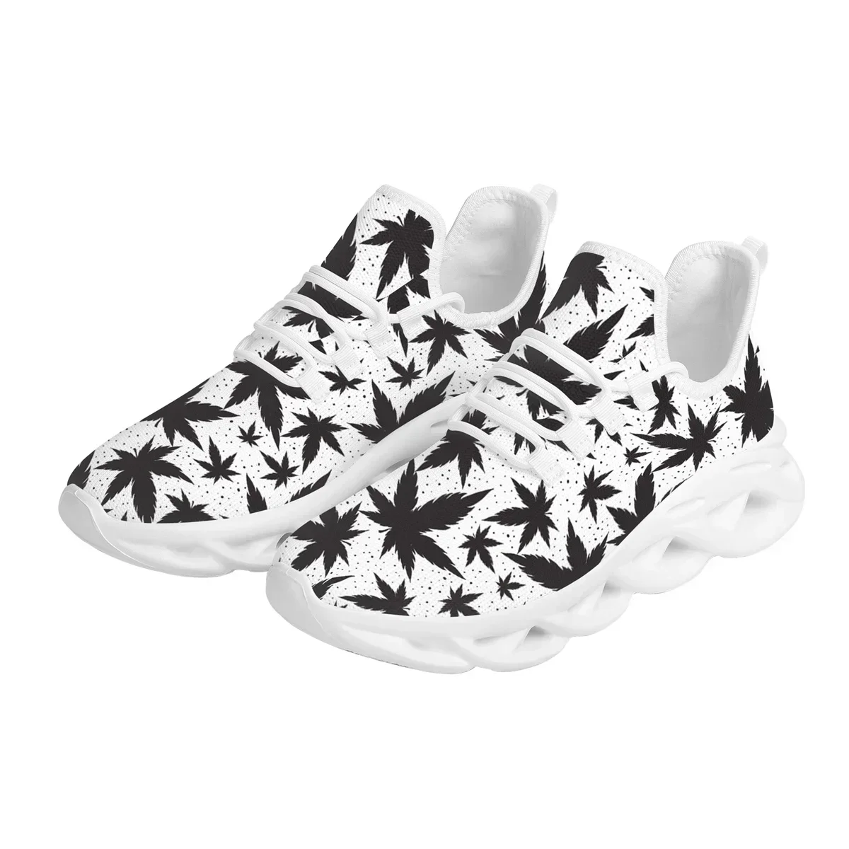 

3D Printing Plant Leaf Ladies Vulcanized Shoes Outdoor Casual Jogging Shoes Fashion Lace Up Sneakers Zapatos Mujer